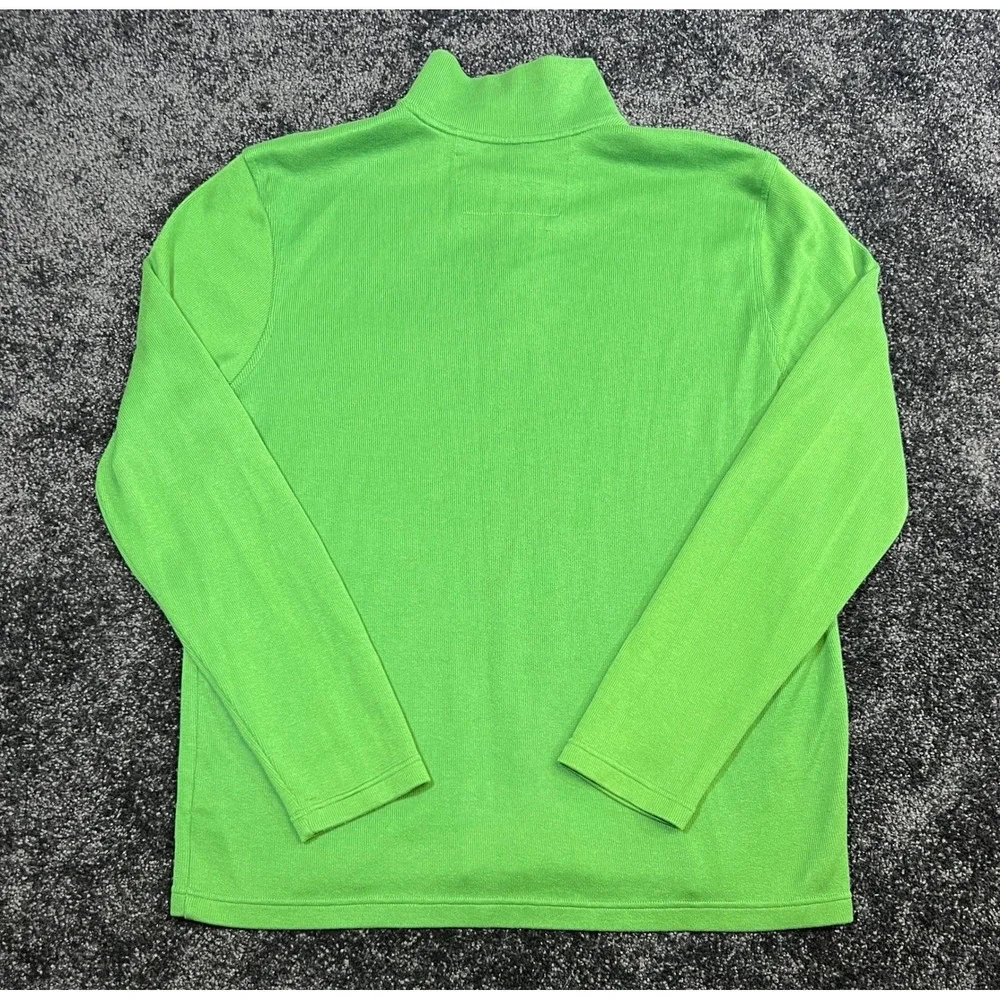 Banana‎ Republic Kelly Green 1/4 Zip Cotton Pullover Elbow Patches - Men's XL